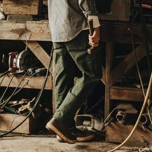 Taylor Stitch The Camp Pant Dark Olive Tuff Duck 28W Green Hemp Canvas NWT